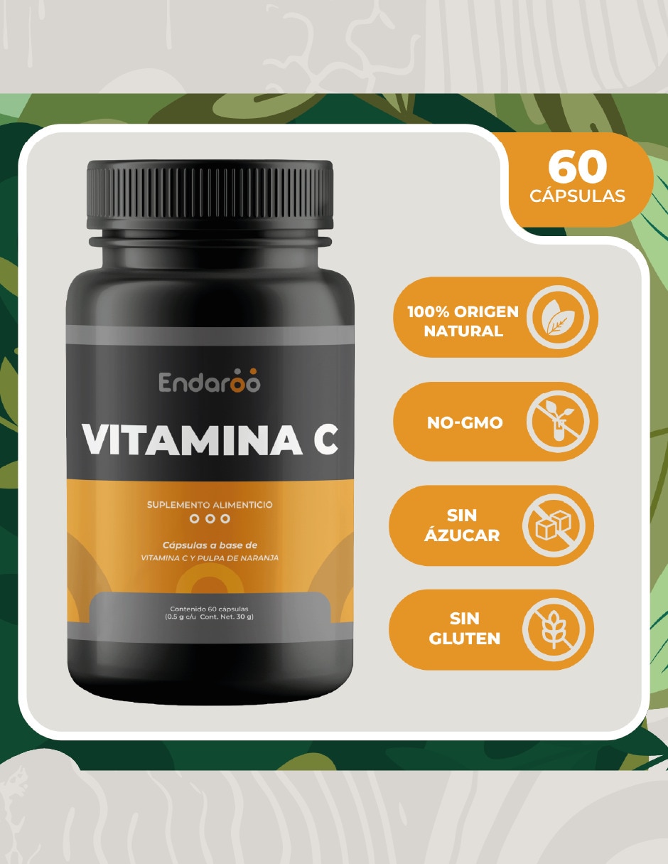 Vitamina C 60 Cápsulas con sabor natural 3