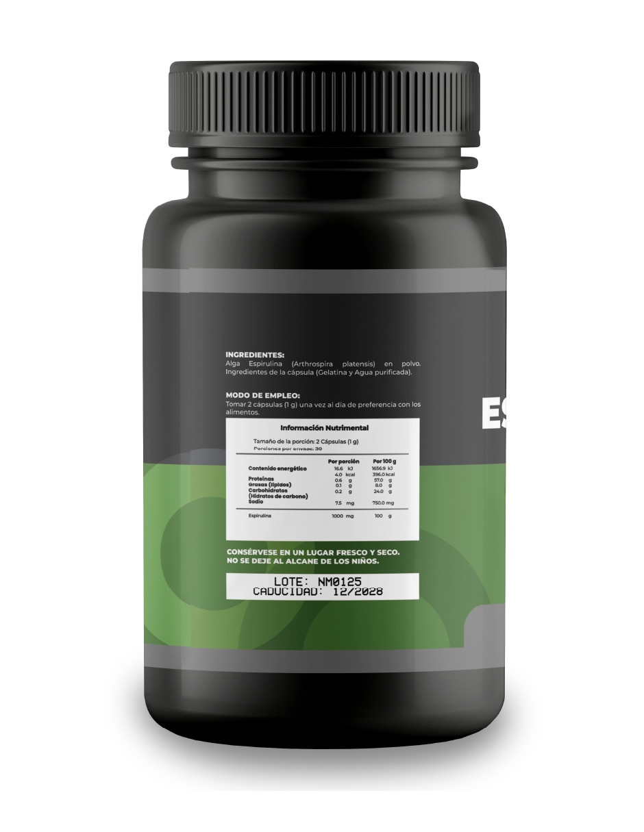 Alga Espirulina 500 Mg - 60 Cápsulas Sin Sabor con No aplica sabor Natural de 2