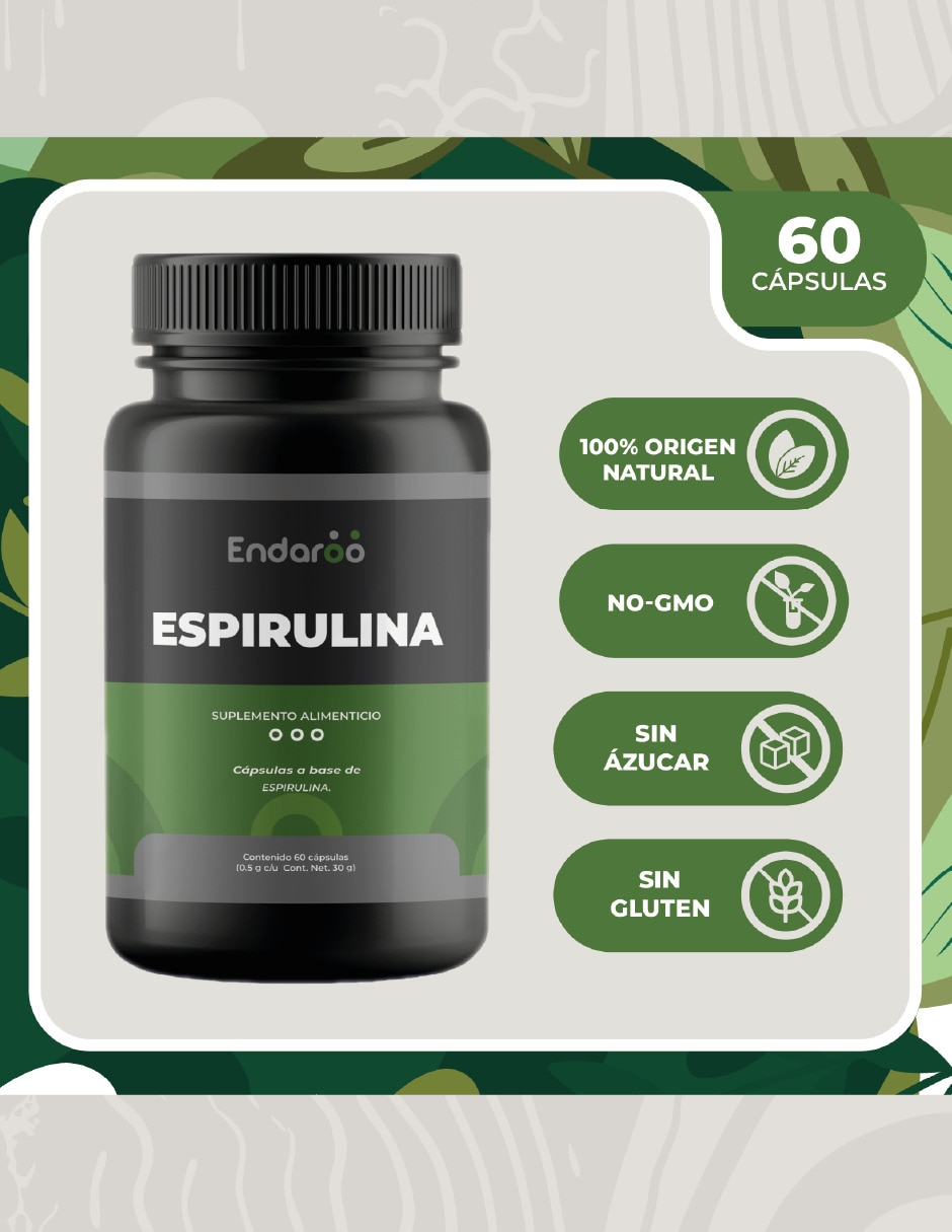 Alga Espirulina 500 Mg - 60 Cápsulas Sin Sabor con No aplica sabor Natural de 3