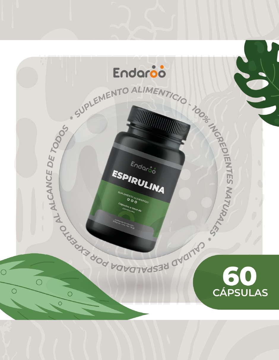 Alga Espirulina 500 Mg - 60 Cápsulas Sin Sabor con No aplica sabor Natural de 5