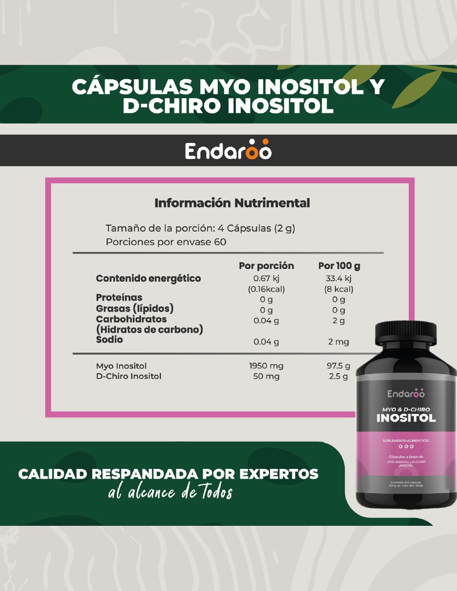 Myo Y D-chiro Inositol D 240 Cápsulas 500 mg sabor natural 5