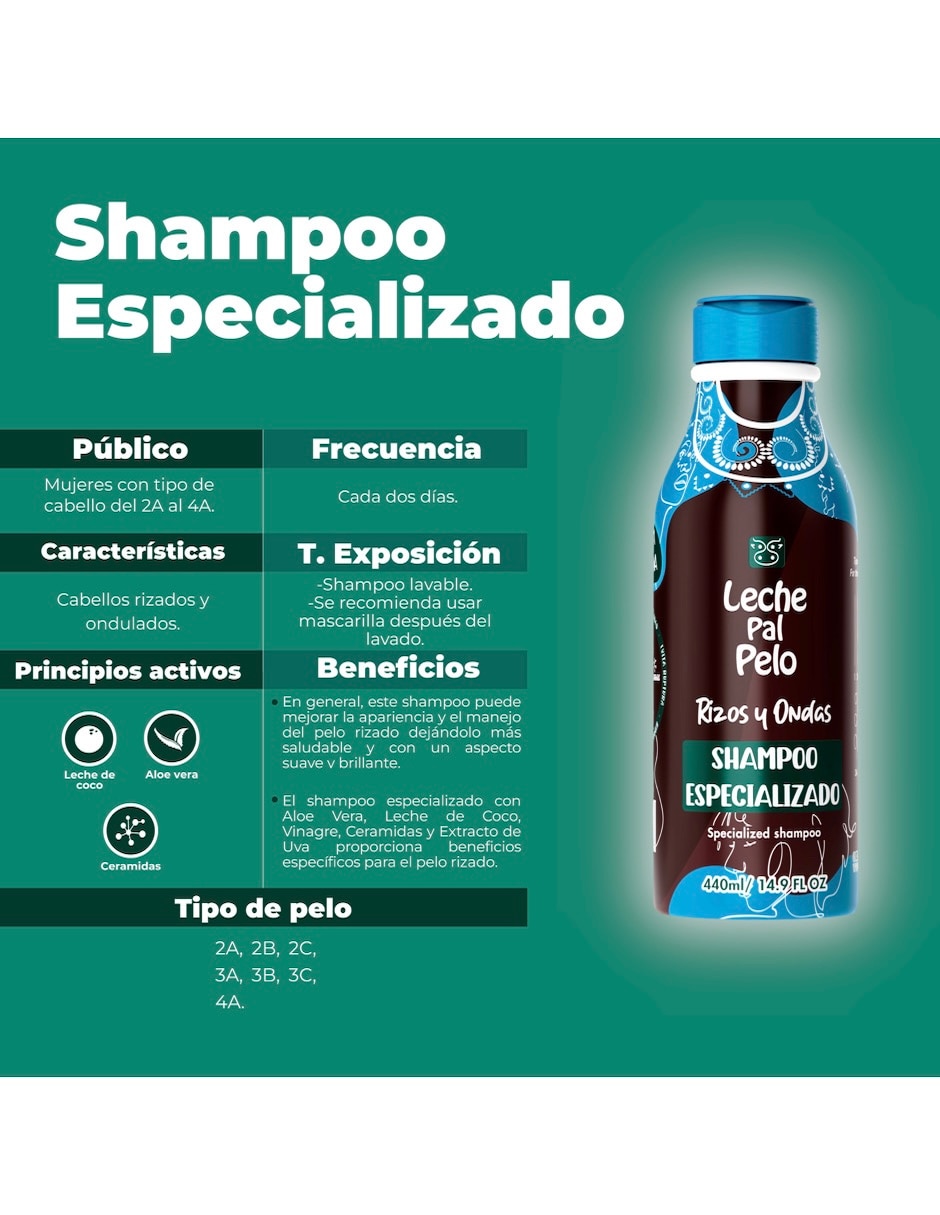 Shampoo hidratante para cabello rizado Leche Pal Pelo 440 ml