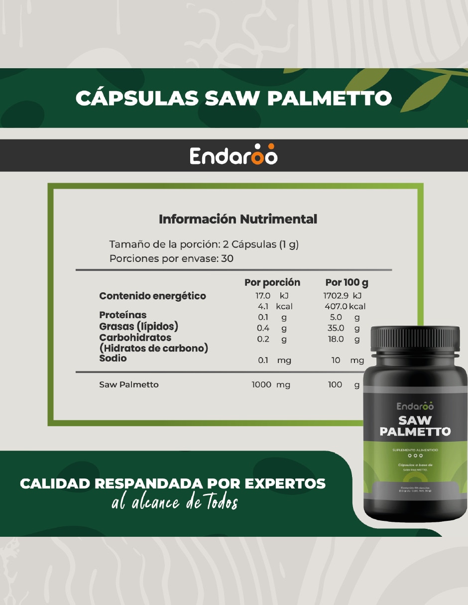Saw Palmetto 1000 Mg 60 Cápsulas sabor natural 6