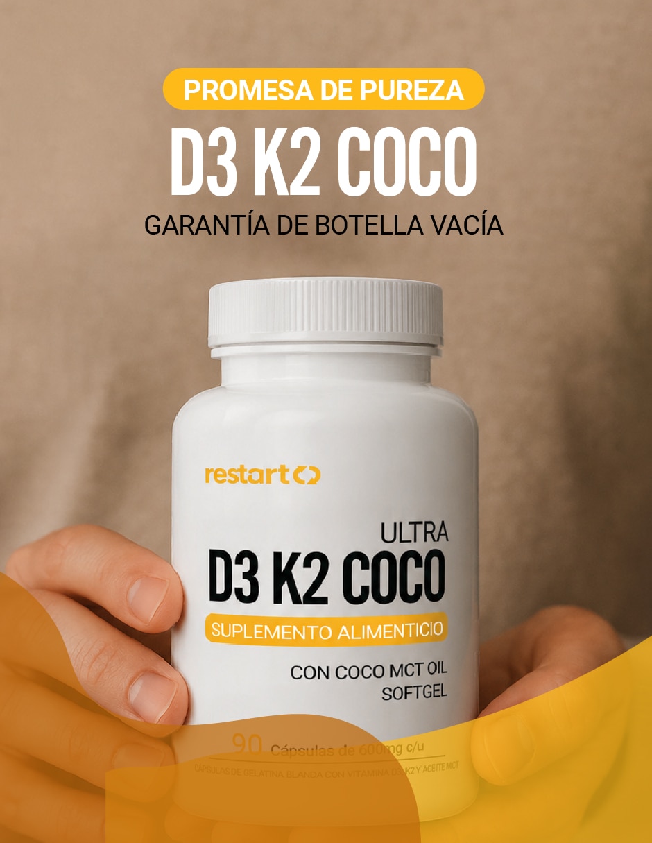 Vitamina D3 K2 y Aceite de Coco Restart de 90 cápsulas