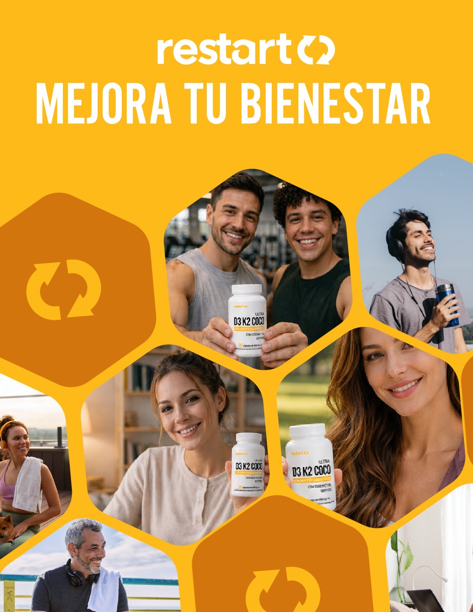 Vitamina D3 K2 y Aceite de Coco Restart de 90 cápsulas