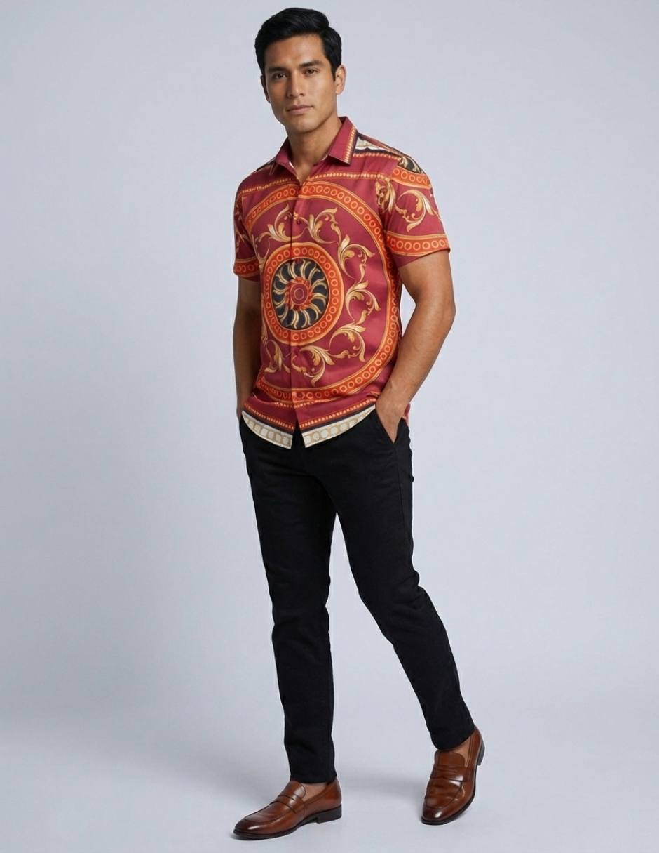 Camisa casual Pavini manga corta para hombre