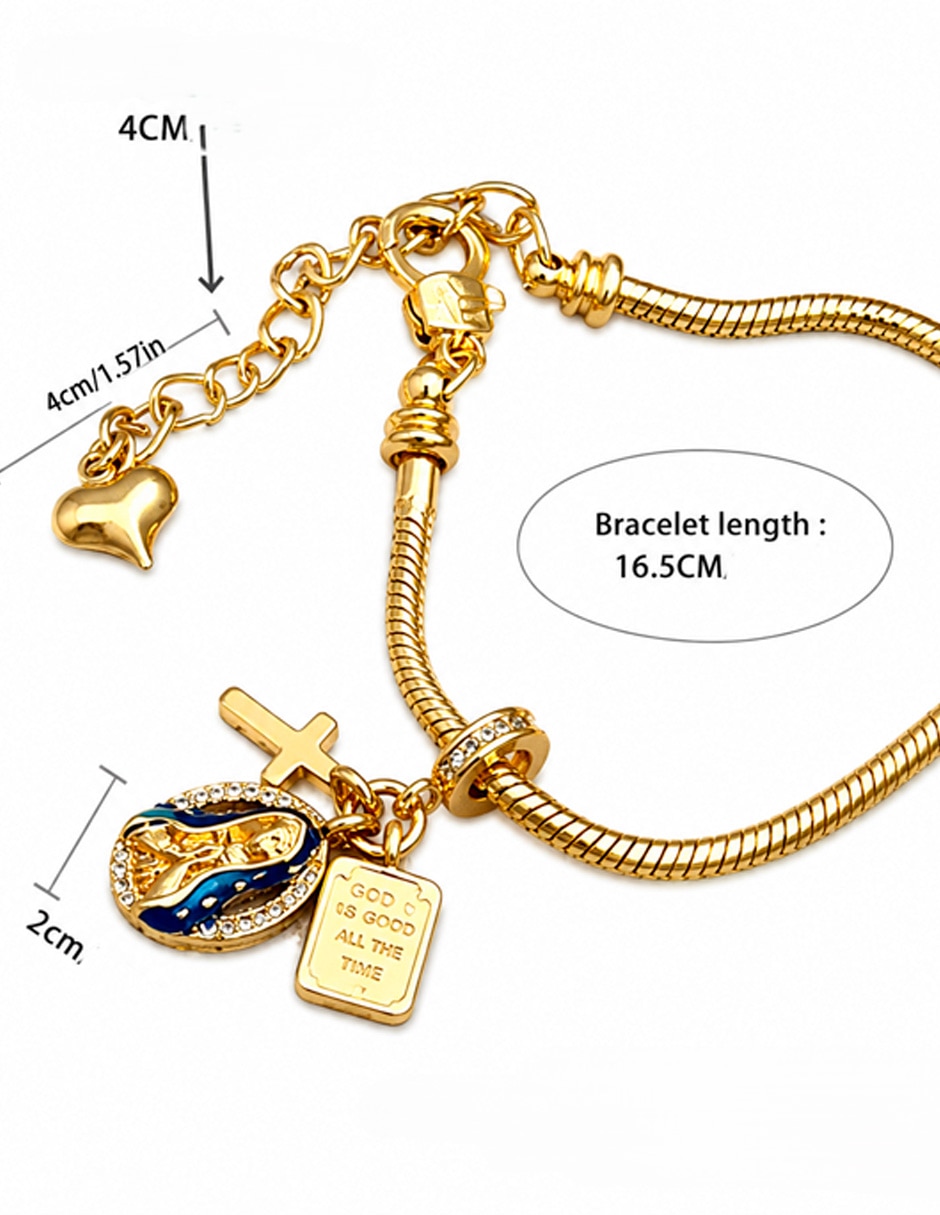 Pulsera y brazalete nira de oro laminado 18 k religion con acabado
