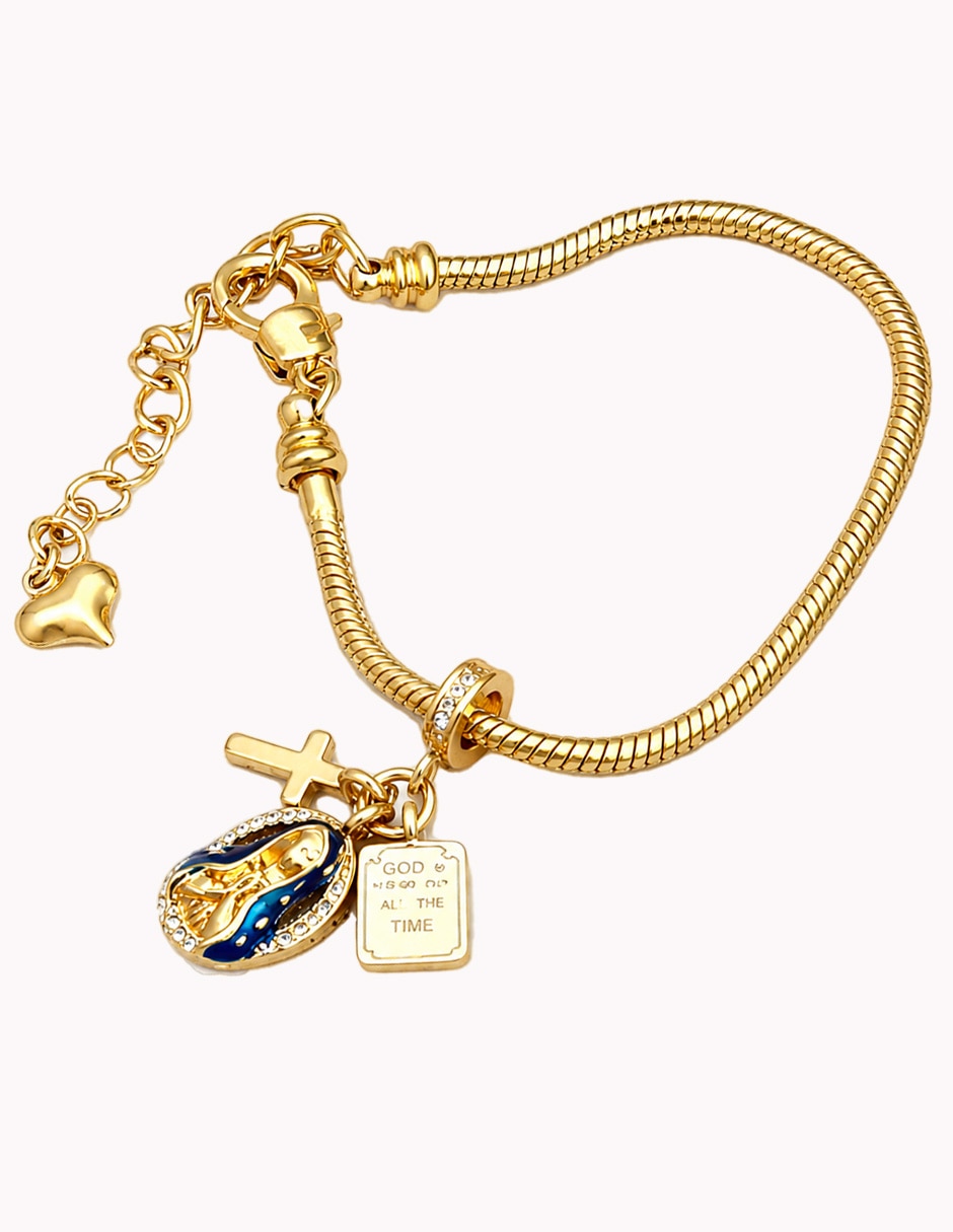Pulsera y brazalete de oro laminado 18 k religion con acabado