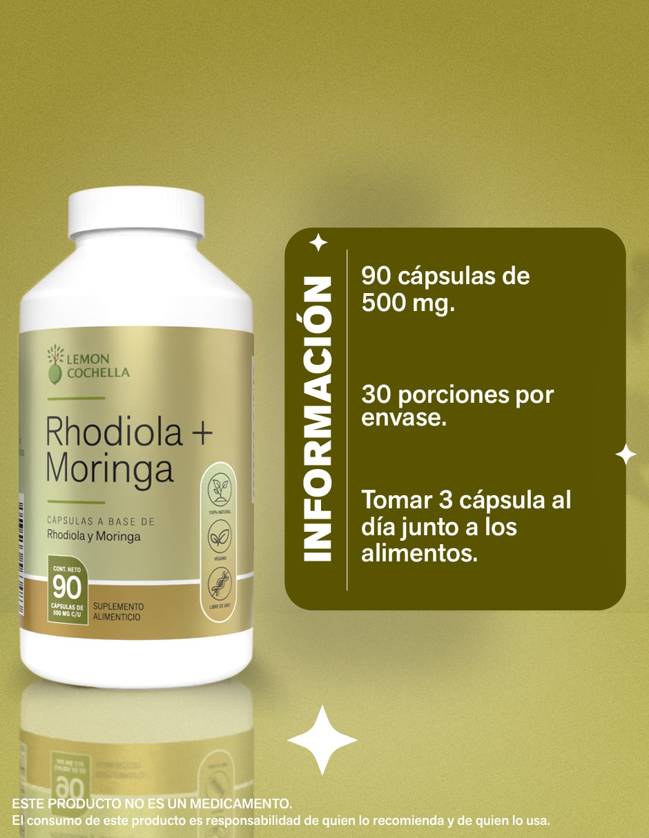 Rhodiola + Moringa Lemon Cochella de 90 cápsulas
