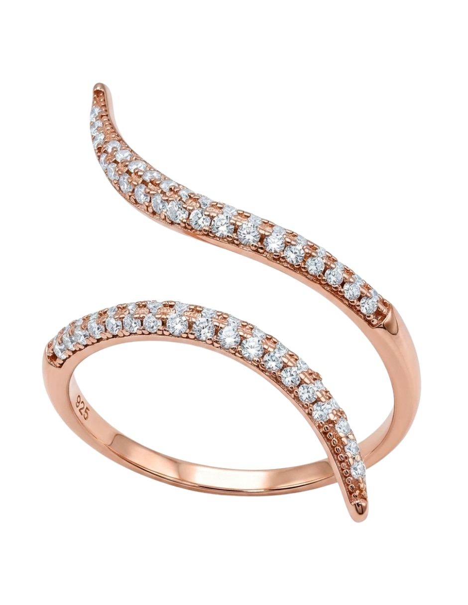 Anillo multi gemas serpiente aretize brillo p 925 de plata zirconia cúbica baño de oro rosa
