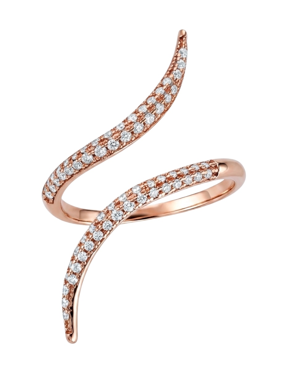 Anillo multi gemas serpiente aretize brillo p 925 de plata zirconia cúbica baño de oro rosa