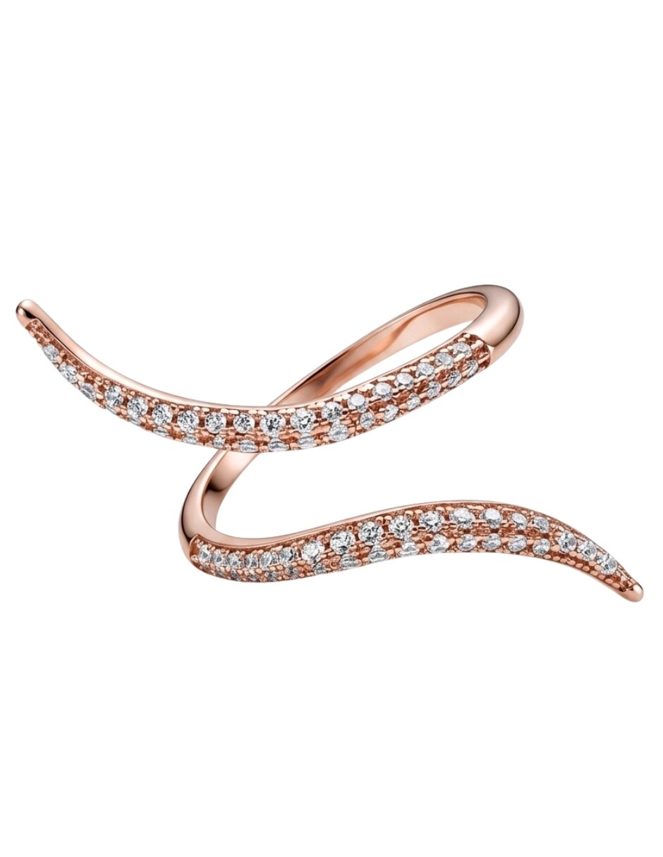 Anillo multi gemas serpiente aretize brillo p 925 de plata zirconia cúbica baño de oro rosa
