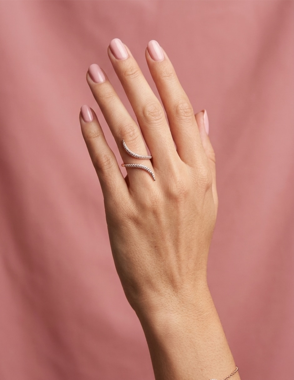Anillo multi gemas serpiente aretize brillo p 925 de plata zirconia cúbica baño de oro rosa