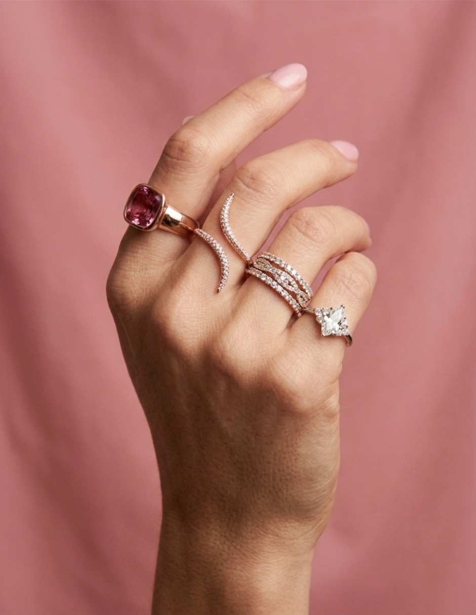 Anillo multi gemas serpiente aretize brillo p 925 de plata zirconia cúbica baño de oro rosa