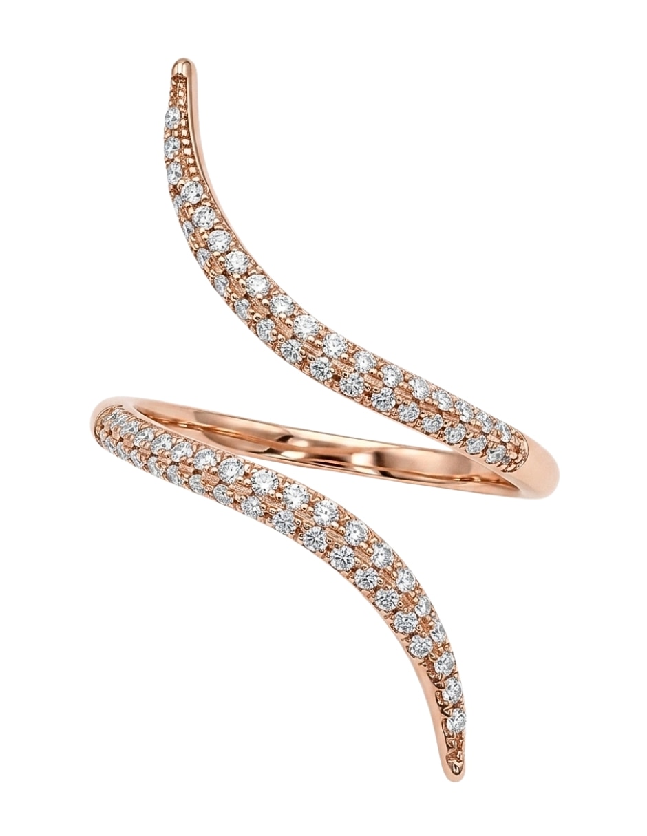 Anillo multi gemas serpiente aretize brillo p 925 de plata zirconia cúbica baño de oro rosa