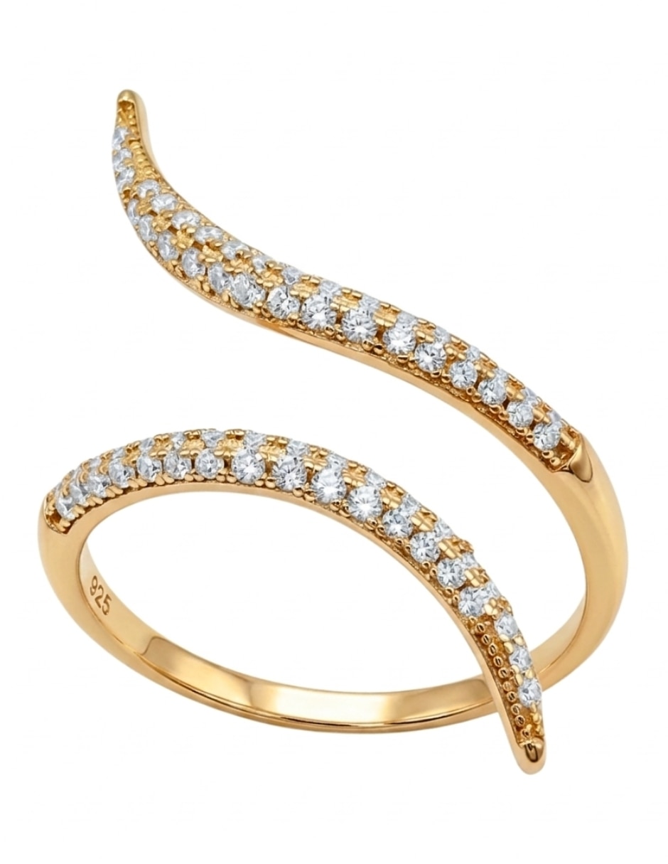 Anillo multi gemas serpiente aretize brillo p 925 de plata zirconia cúbica baño de oro