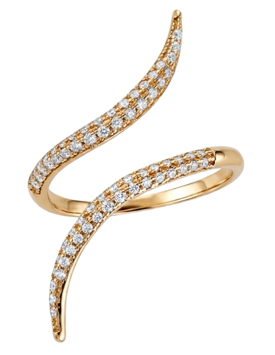 Anillo multi gemas serpiente aretize brillo p 925 de plata zirconia cúbica baño de oro