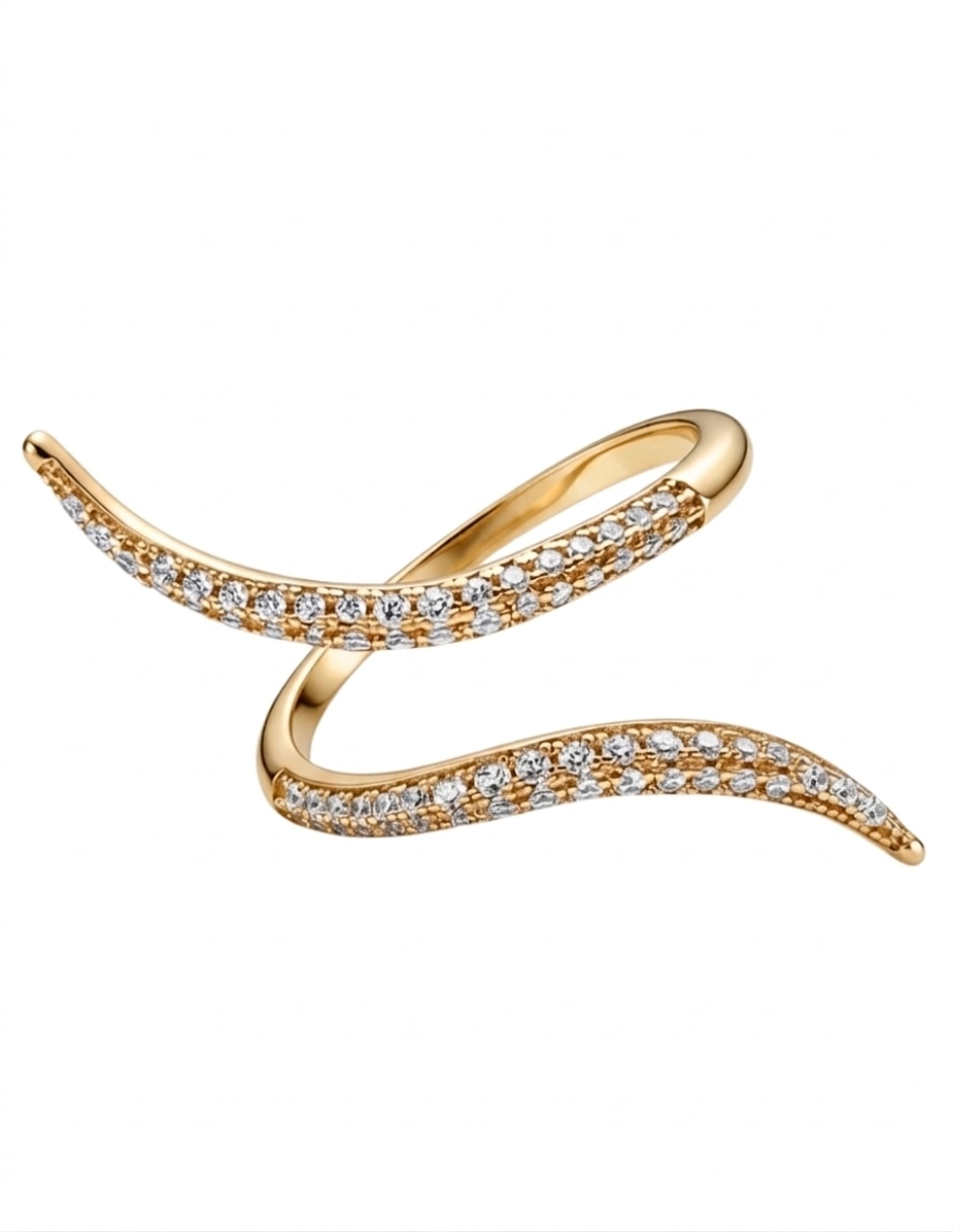 Anillo multi gemas serpiente aretize brillo p 925 de plata zirconia cúbica baño de oro