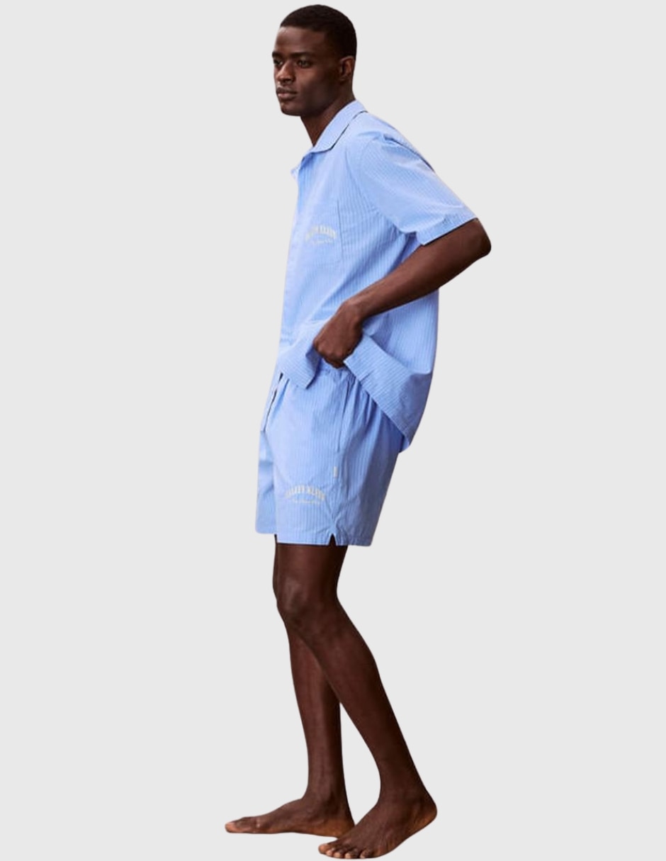 Pijama short estampado a rayas de algodón para hombre 3