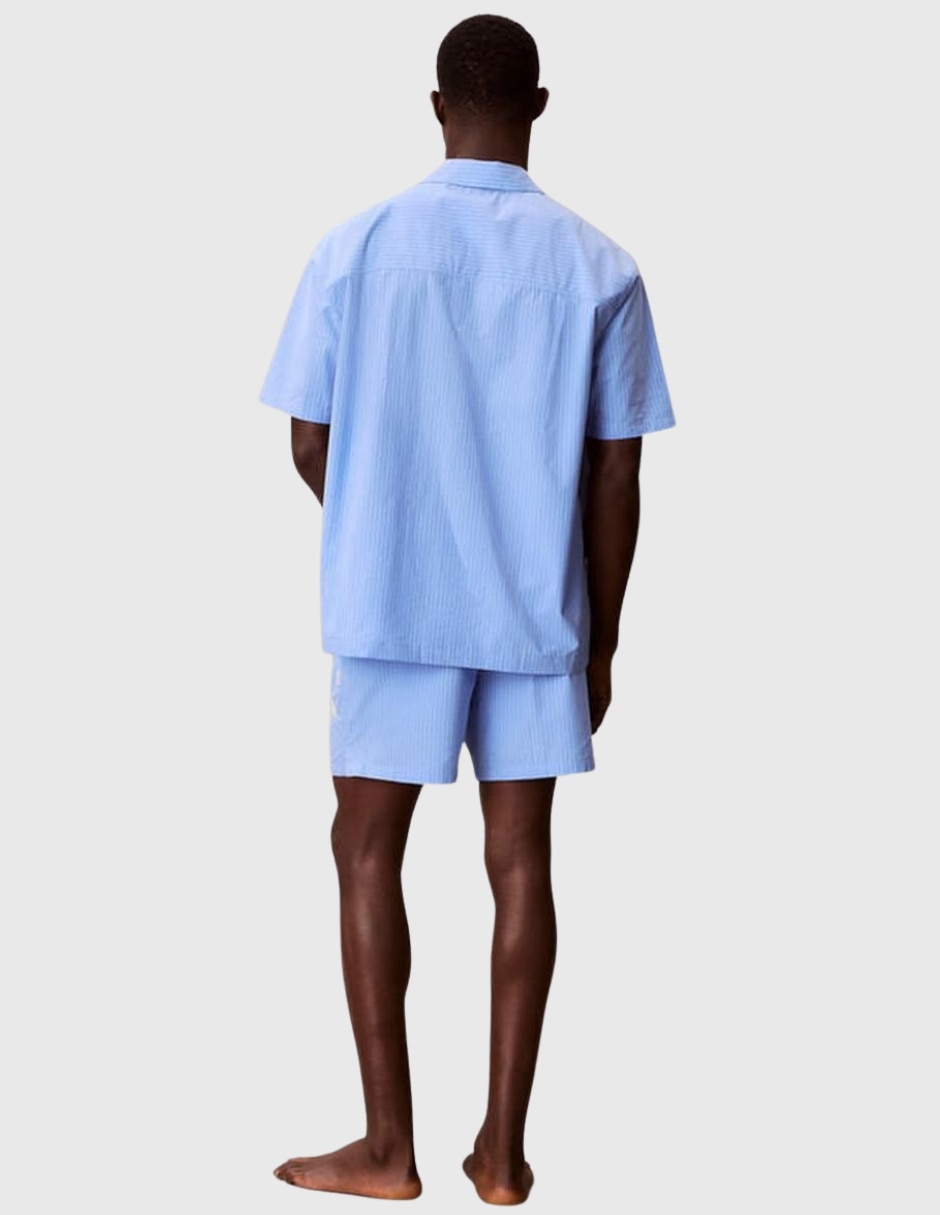 Pijama short estampado a rayas de algodón para hombre 4