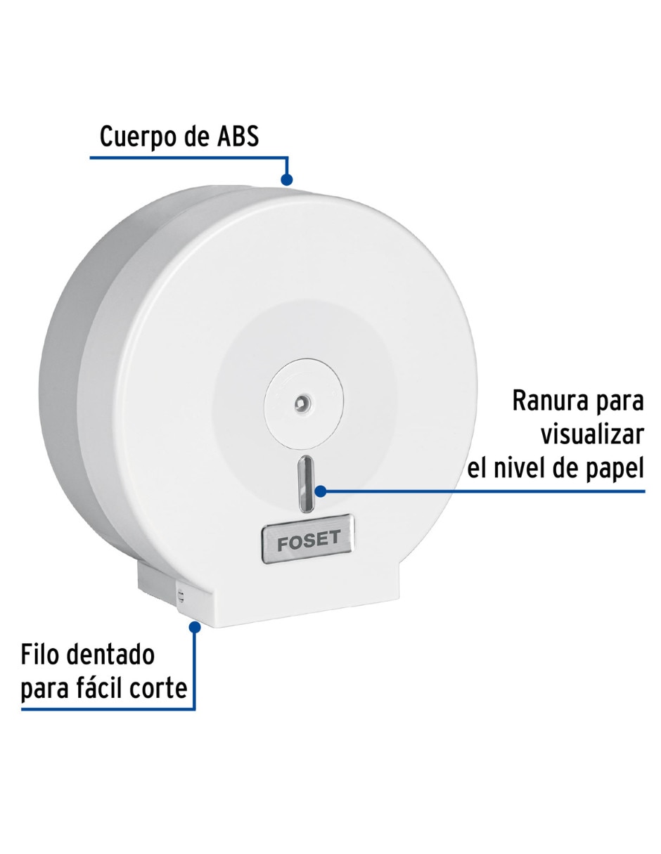 Portarrollos de plástico Foset dispensador 1 rollo