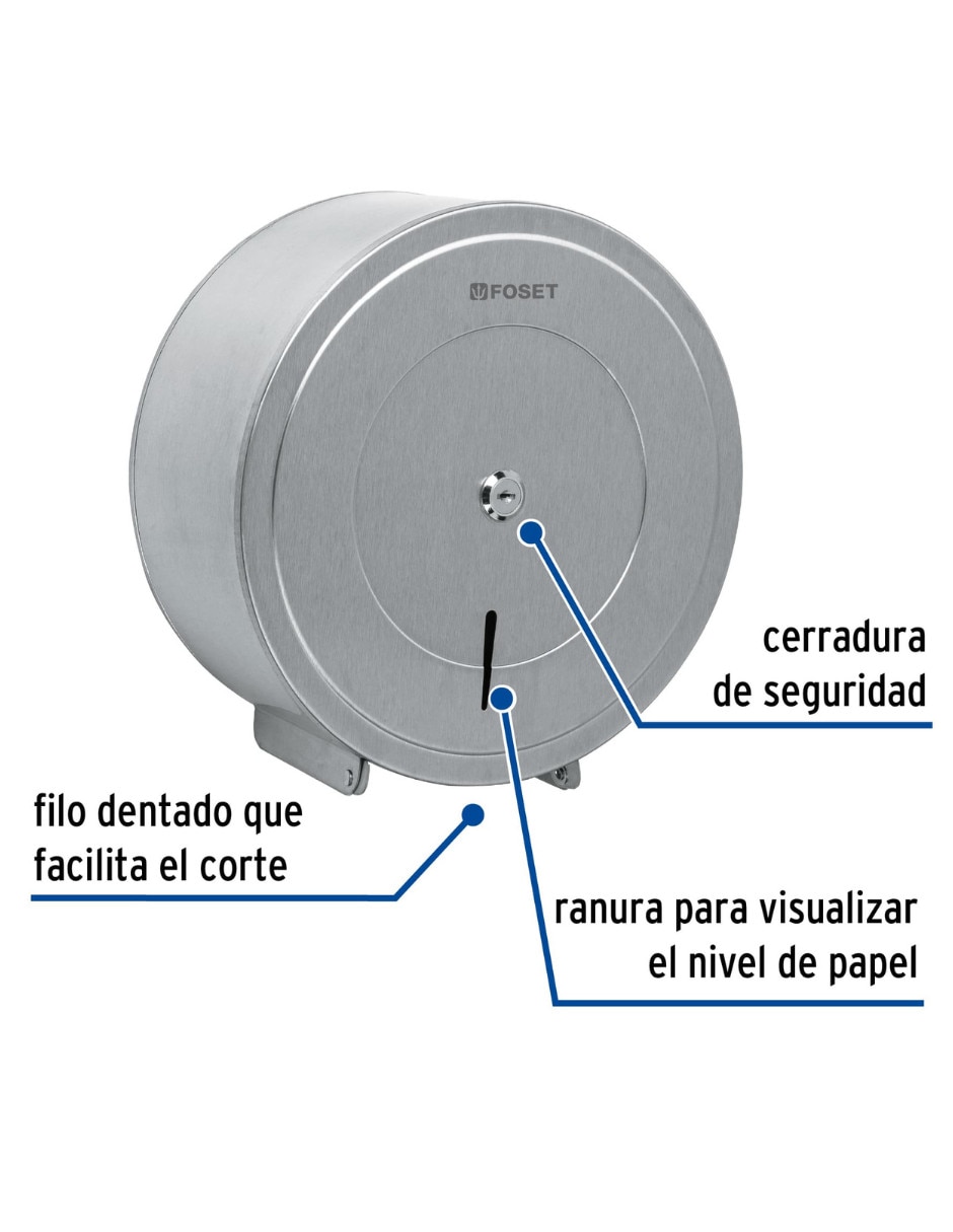 Portarrollos de Acero inoxidable Foset dispensador 1 rollo