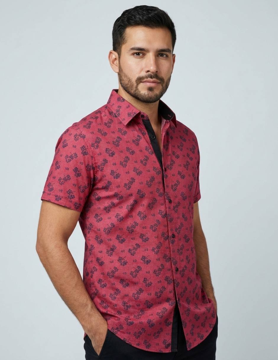 Camisa casual pavini manga corta para hombre