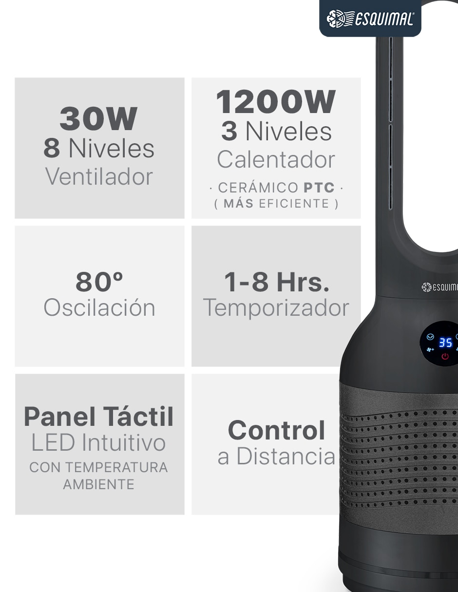 Ventilador 3 en 1 con control remoto 8 velocidades 10