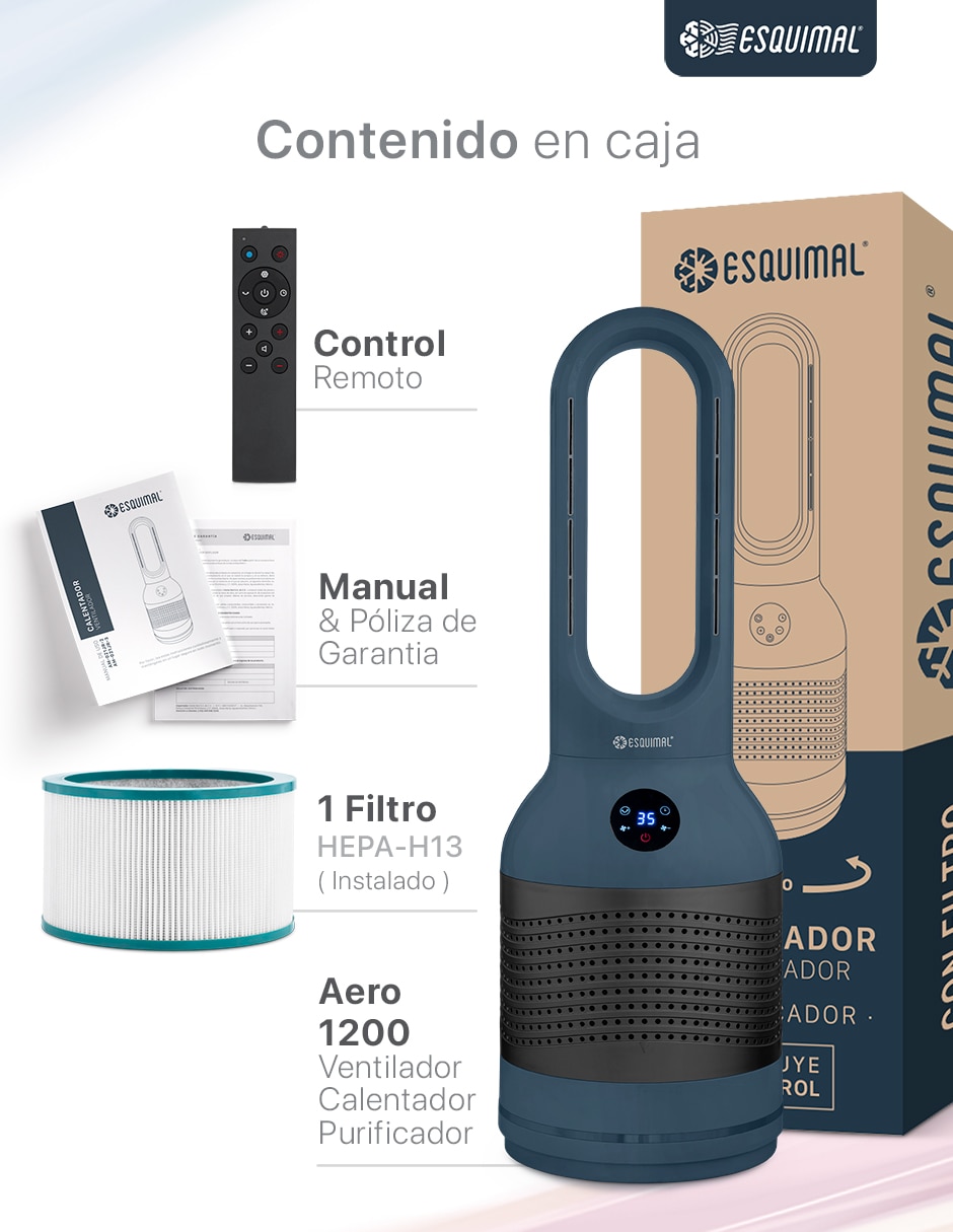 Ventilador 3 en 1 Esquimal con control remoto 8 velocidades
