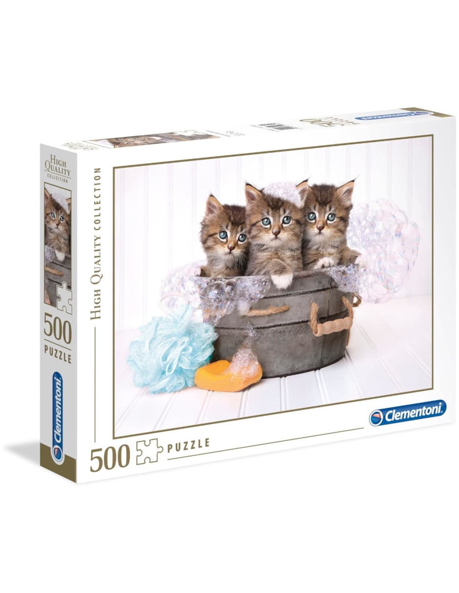 Rompecabezas gatos y más gatos gatitos y jabón Clementoni 500 piezas