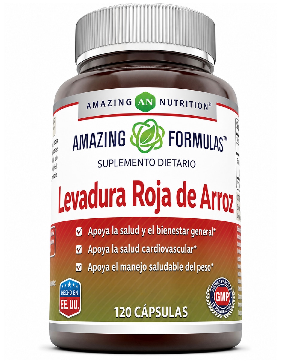 Suplemento de arroz de levadura roja Amazing Nutrition de 120 cápsulas
