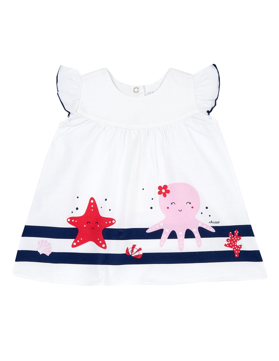 Vestido Chicco manga volantes para bebe niña