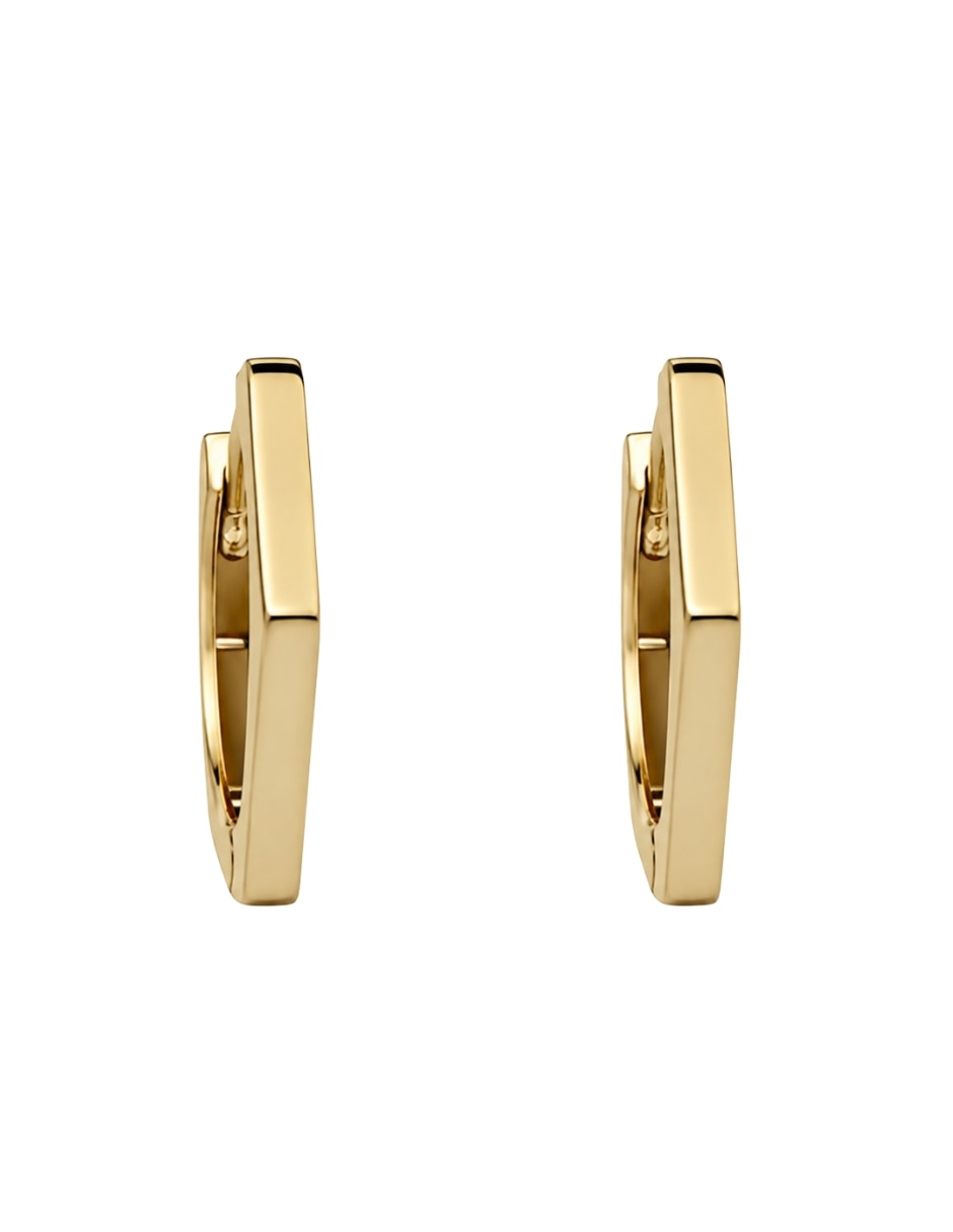 Aretes cortos octagonal Mancini de oro 10 K con acabado pulido