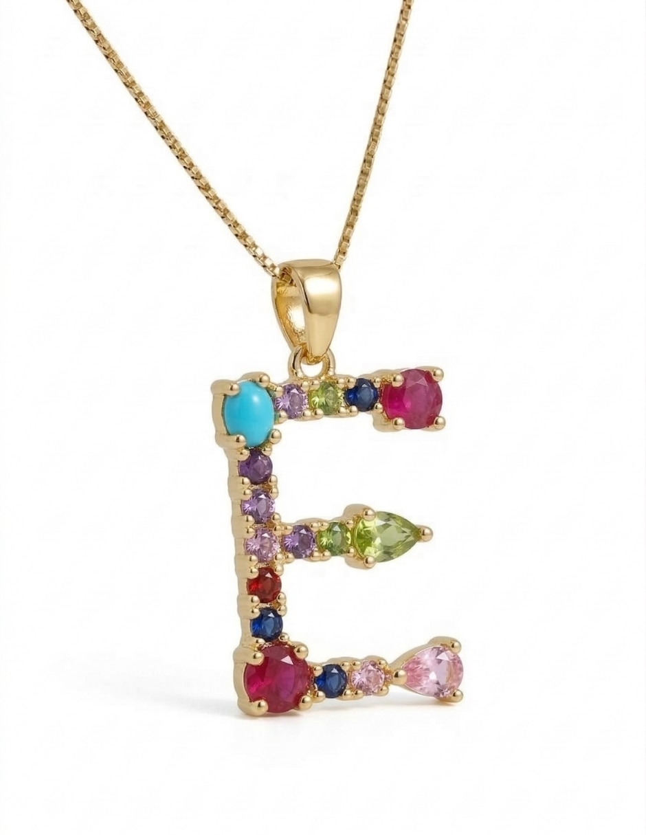 Collar con dije de letras de oro laminado 10 K