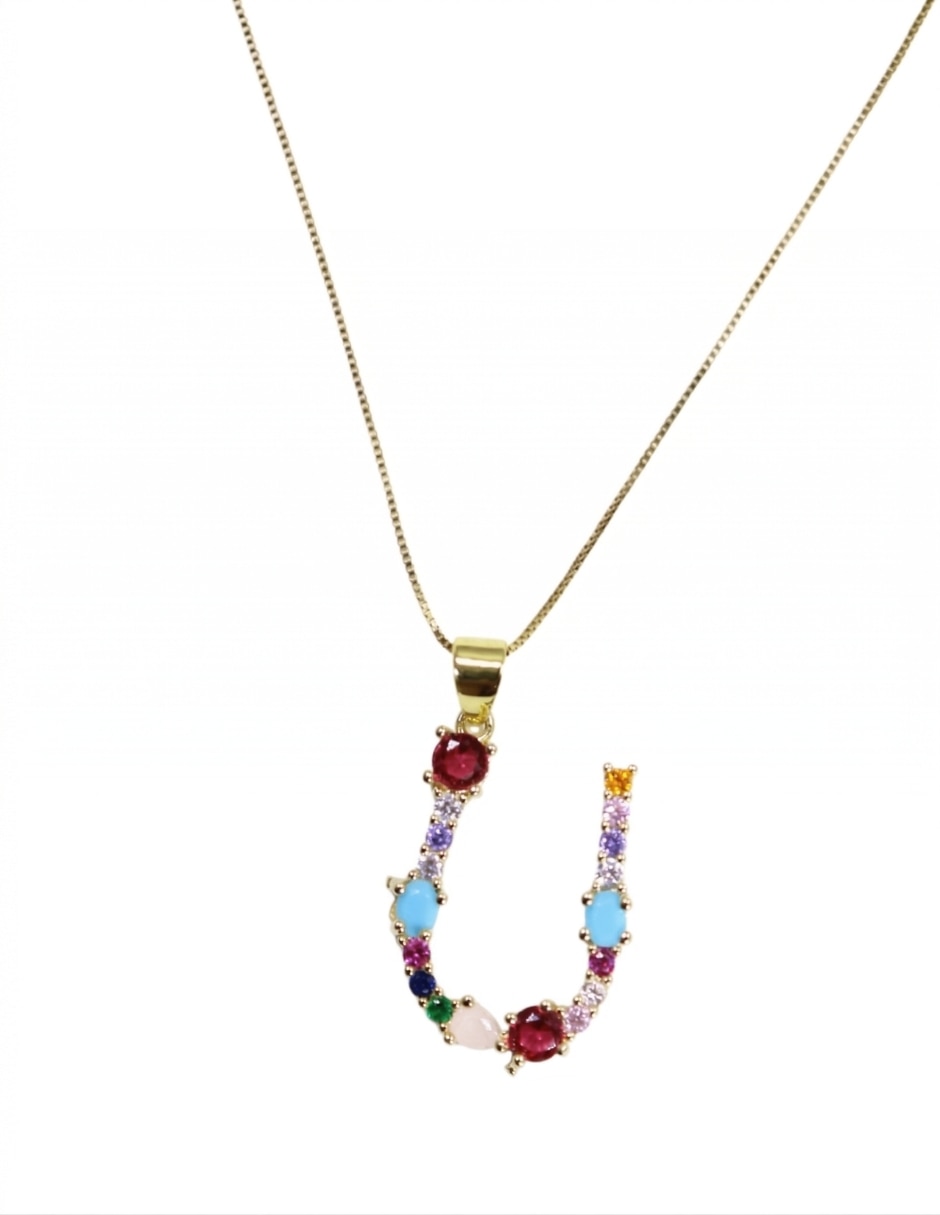 Collar con dije de letras de oro laminado 10 K 9