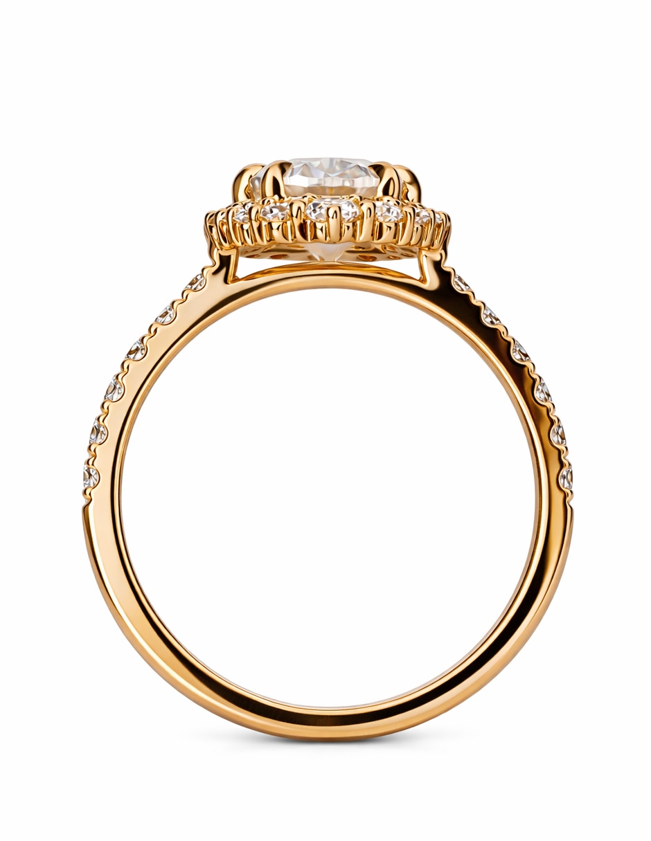 Anillo de compromiso de Oro amarillo 14 k GLADKOVA JOYERÍA Moissanita