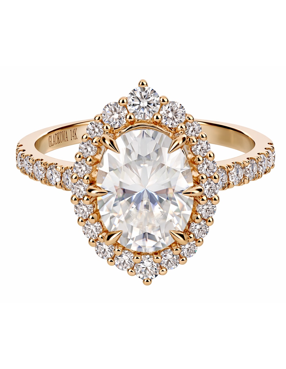 Anillo de compromiso de Oro amarillo 14 k GLADKOVA JOYERÍA Moissanita