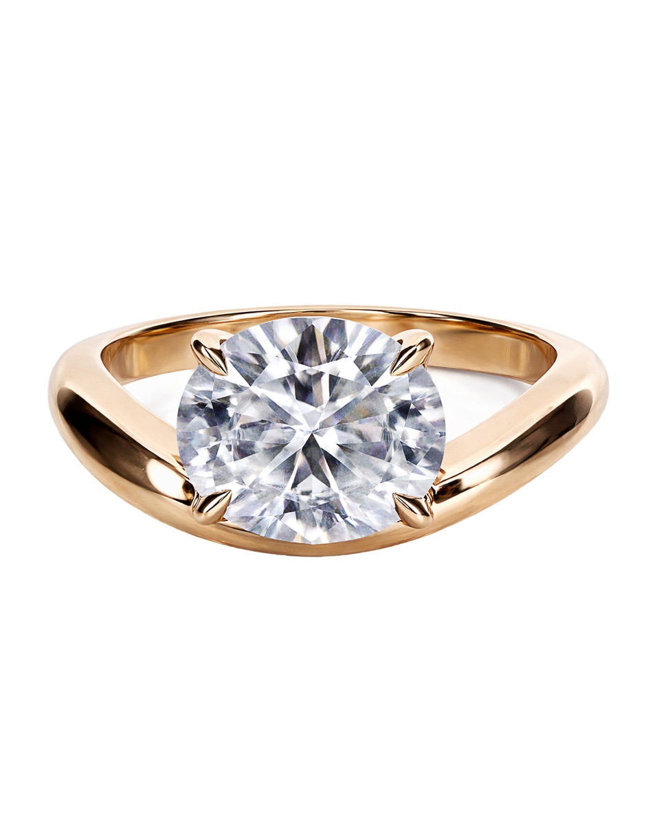 Anillo de compromiso de Oro amarillo 14 k GLADKOVA JOYERÍA Moissanita