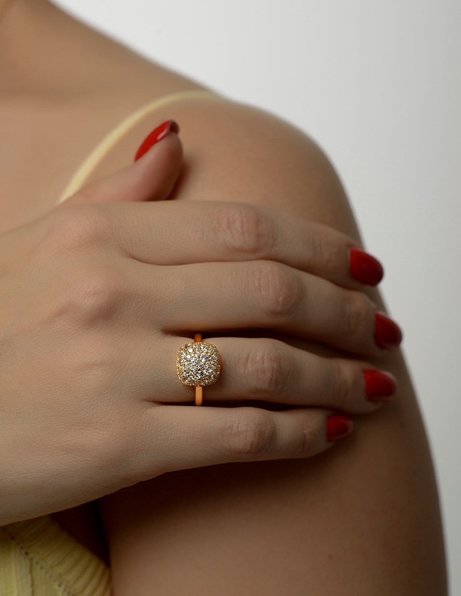 Anillo cuadrada gladkova joyería p 925 de plata zirconia chapa de oro