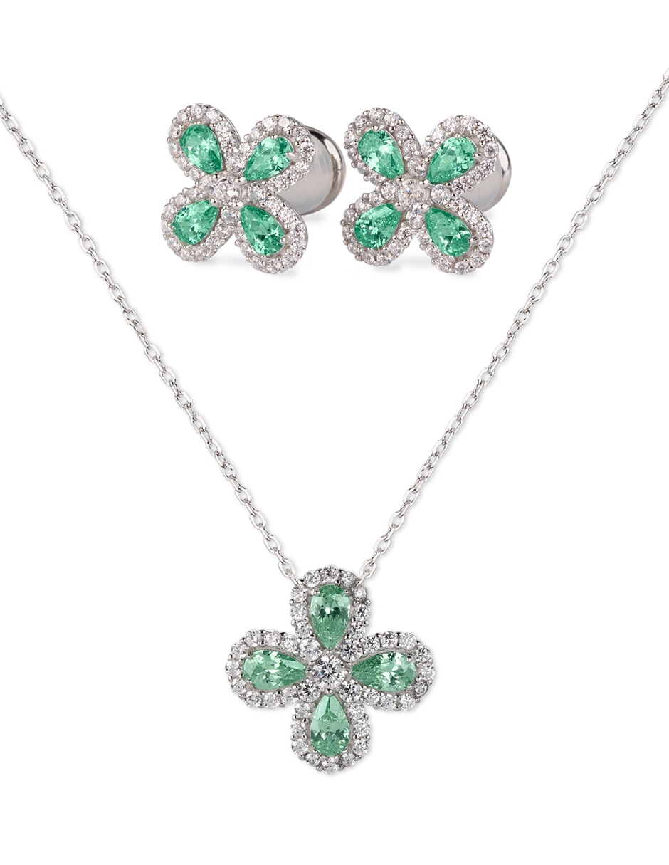 Set de collar y aretes Luckyly Aina de plata P 925