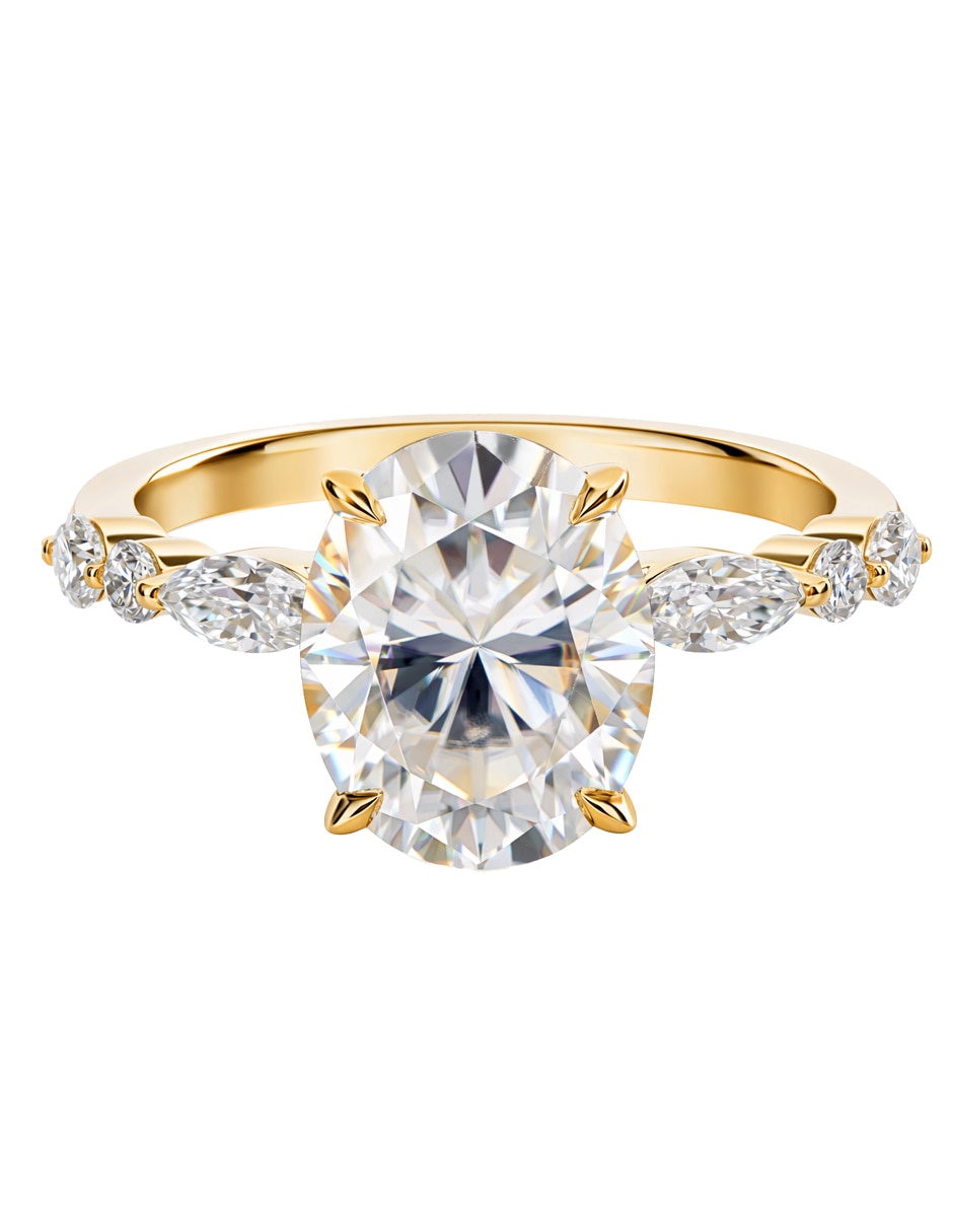 Anillo de compromiso de Oro amarillo 14 k sin familia Moissanita