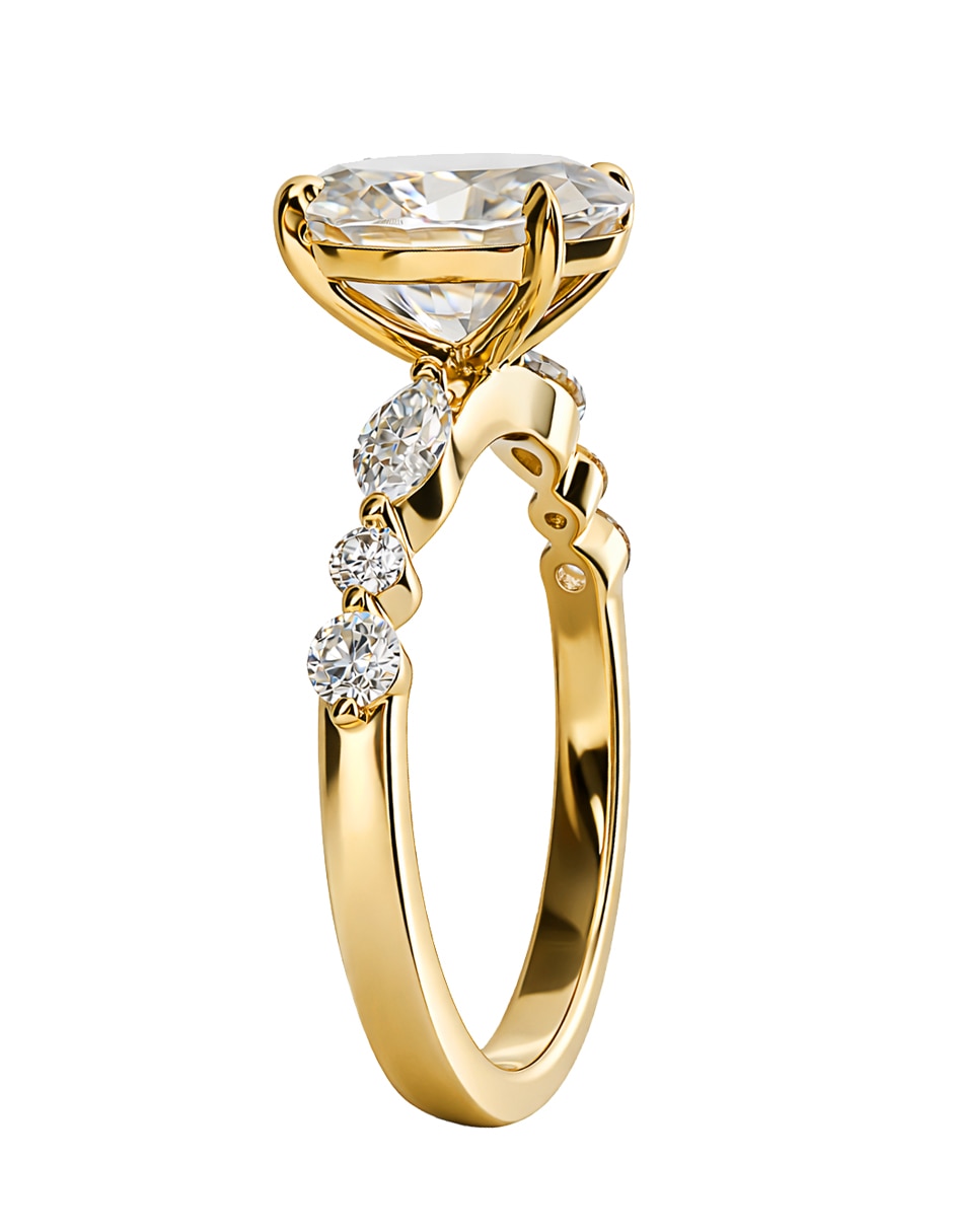 Anillo de compromiso de Oro amarillo 14 k sin familia Moissanita