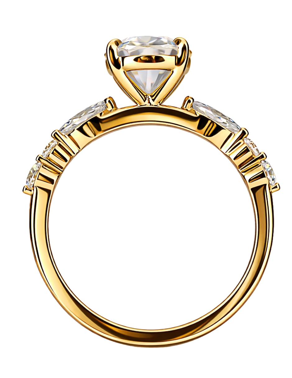 Anillo de compromiso de Oro amarillo 14 k sin familia Moissanita