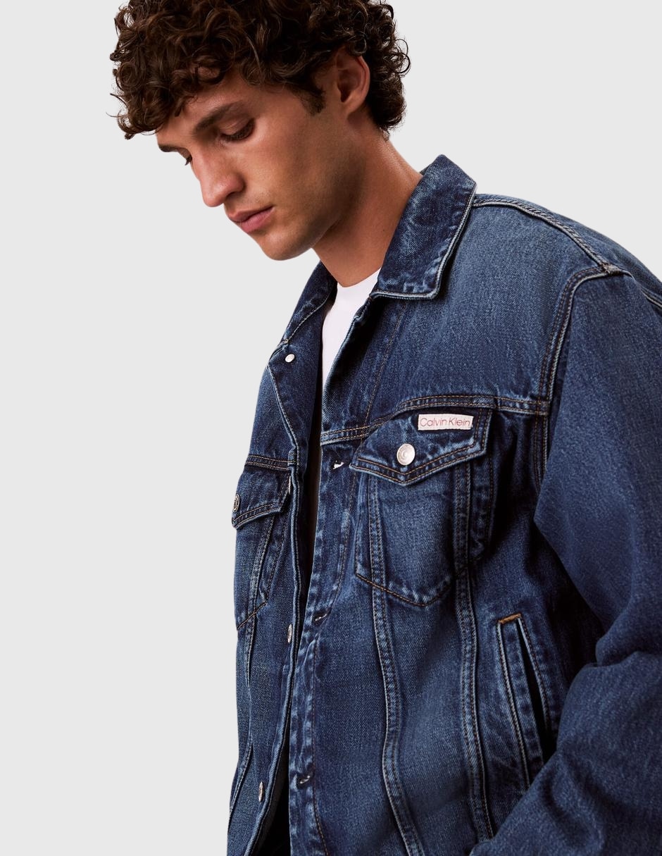 Chamarra Denim Calvin Klein de algodón con bolsillos para hombre