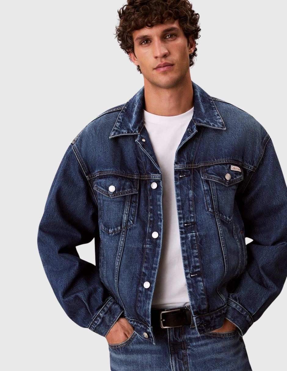 Chamarra Denim Calvin Klein de algodón con bolsillos para hombre
