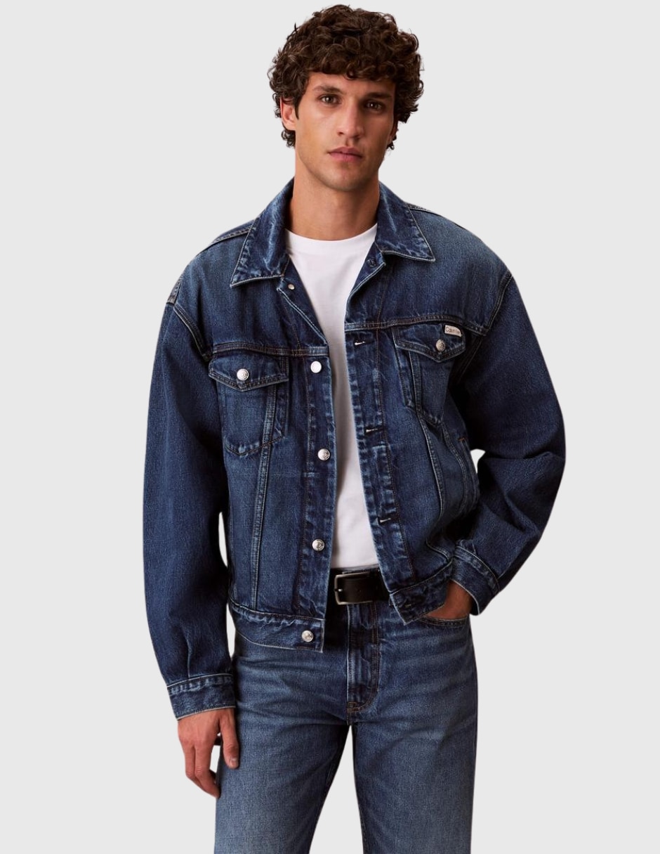 Chamarra Denim Calvin Klein de algodón con bolsillos para hombre