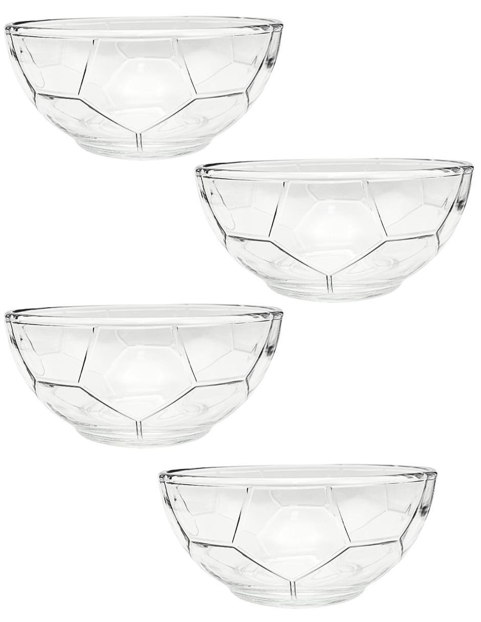 Set bowl fútbol 4 piezas de vidrio