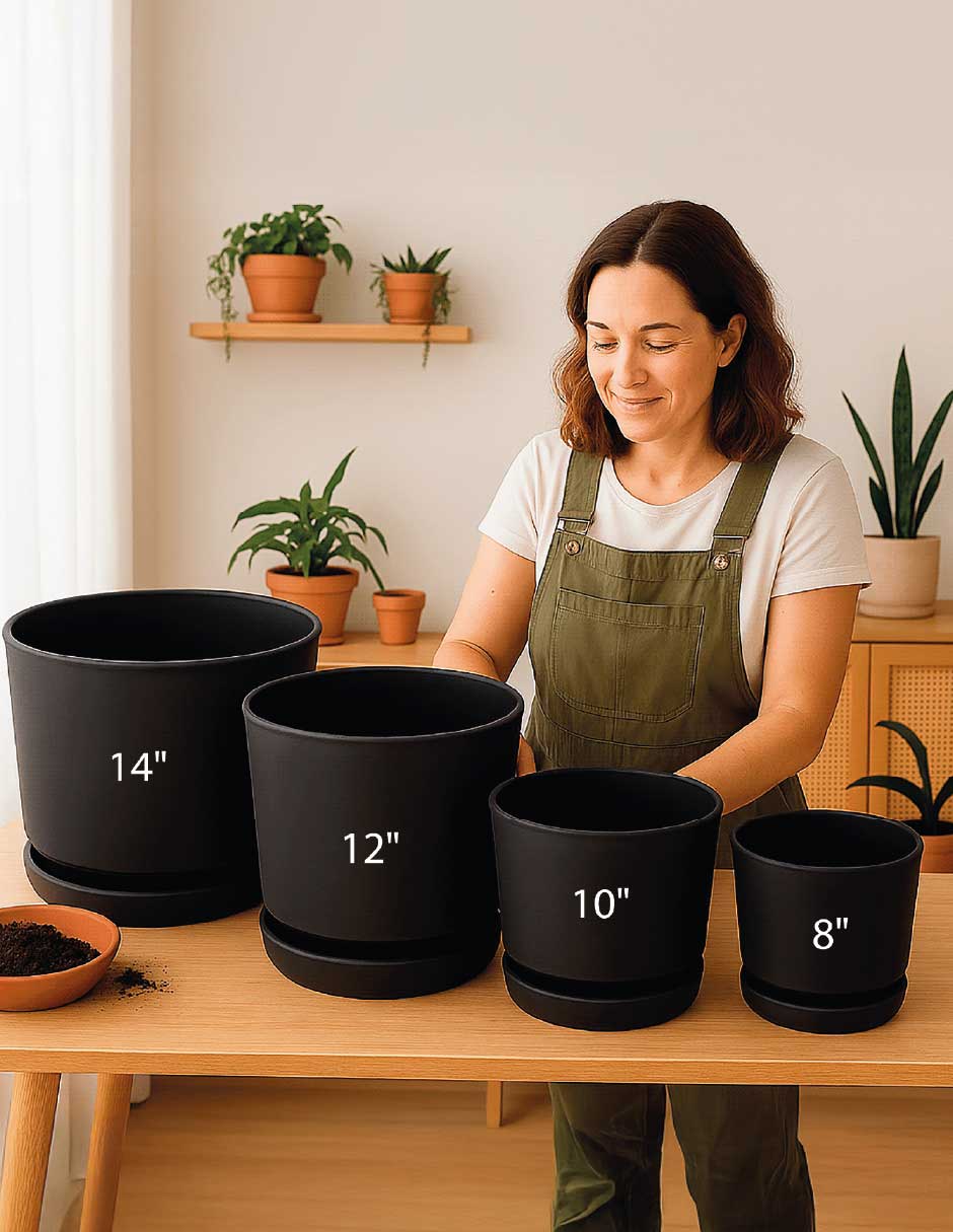 Set maceta Elly de plástico con auto riego
