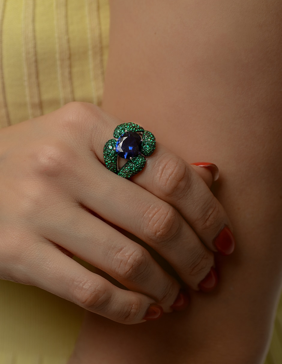 Anillo Gladkova Joyería P 925 de plata zafiro pavé