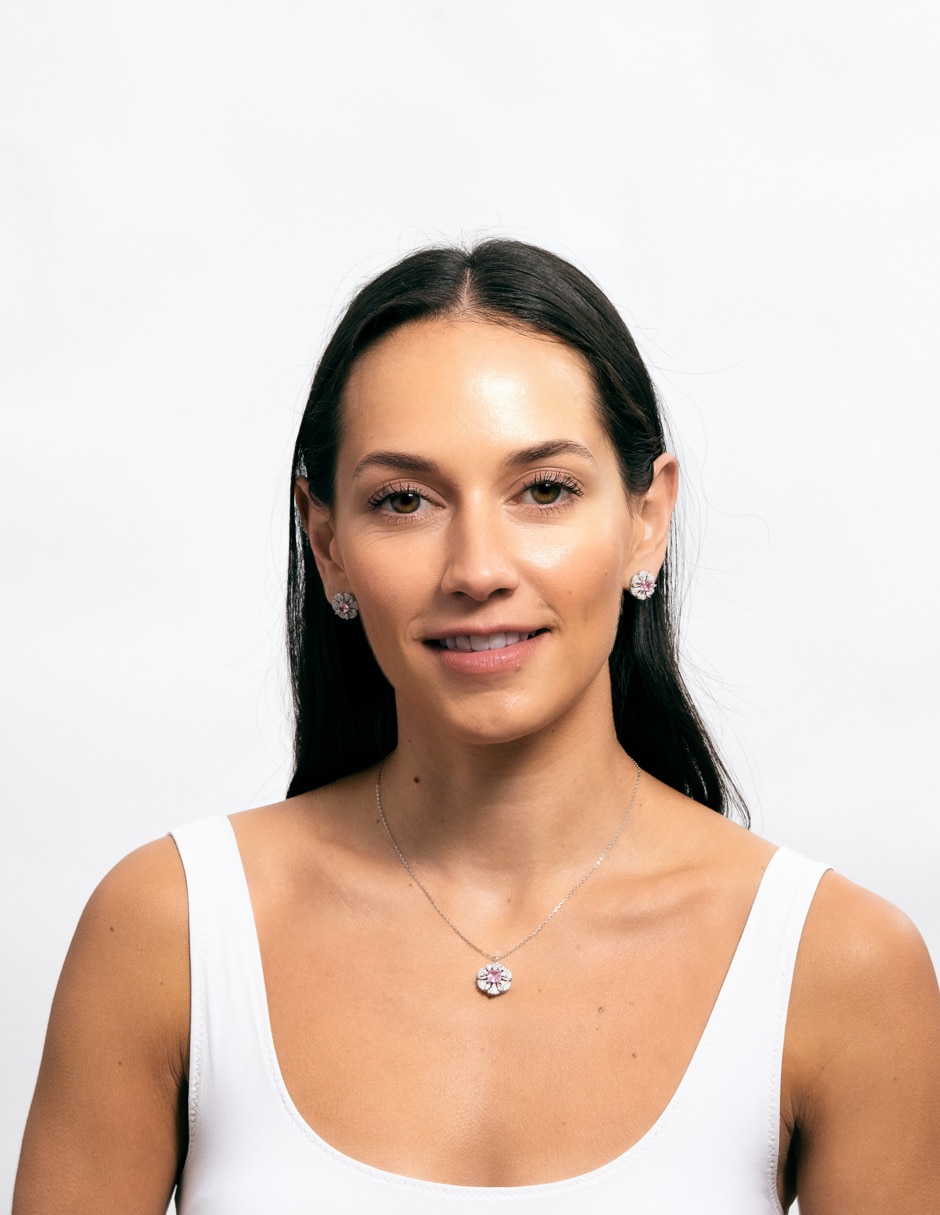 Set de collar y aretes Luckyly Fiora de Plata P 925